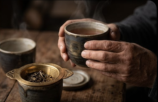 Himalayan Tea Ritual Box with loose-leaf tea, brass infuser, and hand-thrown ceramic cups for Nepalese gifting in Australia gallery image 2