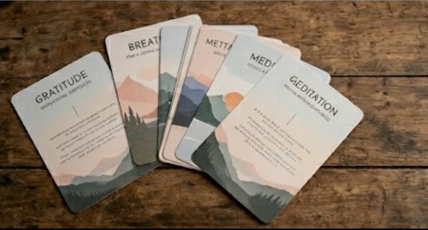 Mindful Self-care Box with herbal tea, botanical candle, and Himalayan-inspired ritual cards for wellness gifting gallery image 4