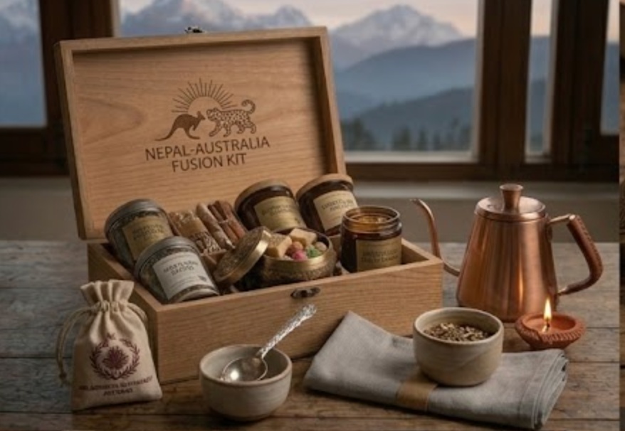 Nepal-Australia Fusion Gift Kit with artisan sweets, incense, and curated pantry favourites for multicultural gifting main product image